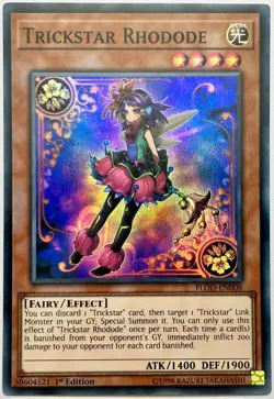 FLOD-EN008 Trickstar Rhodode - Super Rare 1st Edition Near Mint YuGiOh Card - Image 1