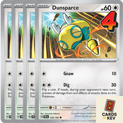 4x Dunsparce 128/162 Playset - Temporal Forces {SV05} Pokemon TCG NM/M Common - Image 1