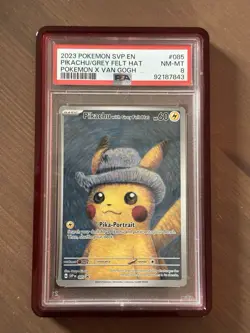 2023 POKEMON SVP EN-SV BLACK STAR PROMO #085 PIKACHU WITH GREY FELT HAT PSA 8 - Image 1