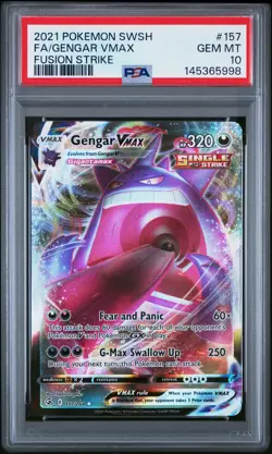 2021 POKEMON SWORD & SHIELD FUSION STRIKE #157 FULL ART/GENGAR VMAX PSA 10 - Image 1