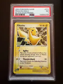 2003 Pokemon Game Pikachu Holo Black Start Promo PSA 7 - Image 1