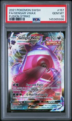 2021 POKEMON SWORD & SHIELD FUSION STRIKE #157 FULL ART/GENGAR VMAX PSA 10 - Image 1