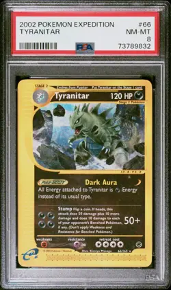 Pokemon TCG Tyranitar 66/165 Rare Expedition base set 2002 PSA 8 NM-MT - Image 1