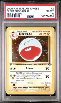 2000 Pokemon ITALIAN 1st Edition Jungle Electrode Holo 2/64 PSA 6 EX-MT - Image 1