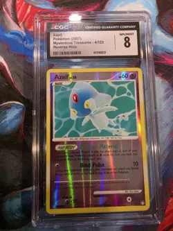 Pokemon CGC 8 Azelf 4/123 Mysterious Treasures Reverse Holo 2007 Card - Image 1