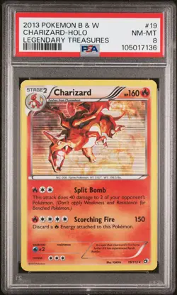 2013 POKEMON BLACK & WHITE LEGENDARY TREASURES #19 CHARIZARD-HOLO PSA 8 - Image 1