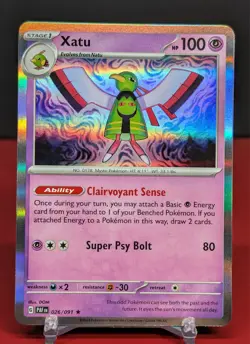 Pokemon Xatu #026/091 English Paldean Fates Holo Rare - Image 1
