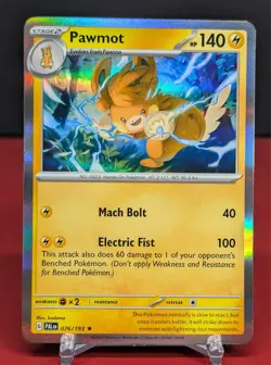 Pokemon Pawmot #076/193 English Paldea Evolved Holo Rare - Image 1