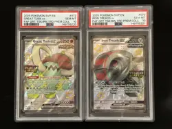 Pokemon Paldean Fates Iron Treads Great Tusk EX Stamped Sequential PSA 10 Set - Image 1