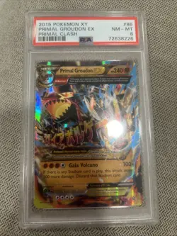 2015 POKEMON XY PRIMAL CLASH #86 PRIMAL GROUDON EX PSA 8 - Image 1