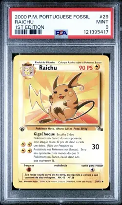 2000 Pokemon PORTUGUESE 1st Edition Fossil Raichu Non Holo 29/62 PSA 9 MINT - Image 1