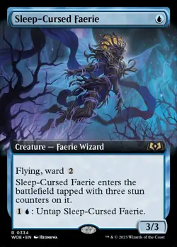 WOE Extended Art SLEEP-CURSED FAERIE 1x Rare Magic Wilds of Eldraine MTG NM - Image 1