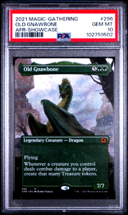 MTG Magic the Gathering AFR Forgotten Realms Borderless #296 Old Gnawbone PSA 10 - Image 1
