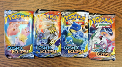 Pokemon Sun & Moon: Cosmic Eclipse Pack Art Set! Lot of 4 Sealed Booster Packs! 820650805899 - Image 1