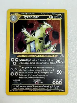 Pokemon Tyranitar Neo Discovery Holo Rare #12/75 100 HP English 2001 - Image 2