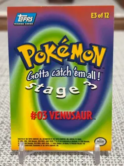 1999 Topps Pokemon The First Movie #E3 of 12 Venusaur (Evolution) Blue Logo NM - Image 2