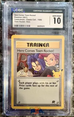 Pokemon Here Comes Team Rocket! Celebrations Holo Trainer CGC 10 15/82 - Image 1