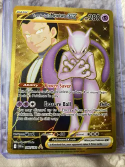 ⭐⭐⭐Pokemon Team Rocket’s Mewtwo ex 240/182 Ultra Rare Gold NM Destined Rivals - Image 2