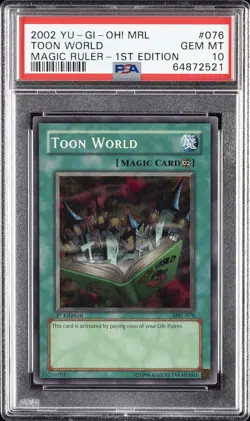 2002 YU-GI-OH! MRL-MAGIC RULER 1ST EDITION #076 TOON WORLD PSA 10 - Image 1