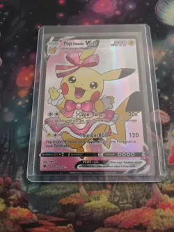 Pokemon TCG Pop Cutesy Poncho Pikachu VCOS Cosplay Custom Fan Art Holo Card - Image 1