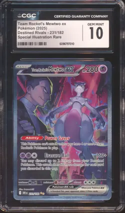 2025 POKEMON DESTINED RIVALS TEAM ROCKET'S MEWTWO EX SIR #231 CGC 10! - Image 1