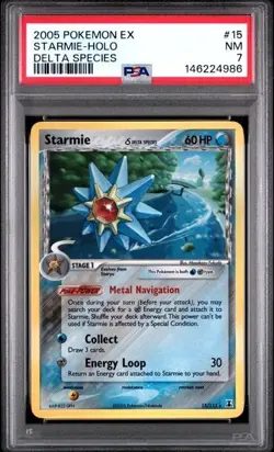 2005 POKEMON EX DELTA SPECIES #15 STARMIE-REVERSE FOIL PSA 7 - Image 1