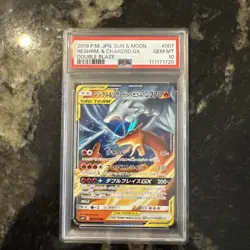 PSA 10 Reshiram & Charizard GX 007/095 Double Blaze Pokemon Sun And Moon - Image 1