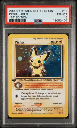 2000 POKEMON NEO GENESIS 1ST EDITION #12 PICHU-HOLO PSA 6 - Image 1