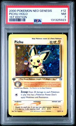 2000 POKEMON NEO GENESIS 1ST EDITION #12 PICHU-HOLO PSA 7 - Image 1