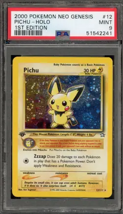 Pokemon Pichu Neo Genesis 1st Edition Holo Rare #12 PSA 9 Mint - Image 1