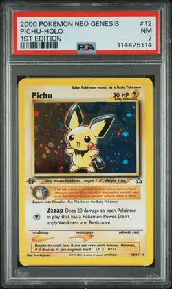 2000 POKEMON NEO GENESIS PICHU HOLO 1ST EDITION #12 PSA 7 - Image 1