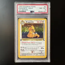 Pokemon Dragonite Fossil Holo Rare 1st Edition #4/62 1999 PSA 8 English - Image 2