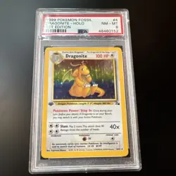 Pokemon Dragonite Fossil Holo Rare 1st Edition #4/62 1999 PSA 8 English - Image 3