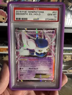 Pokemon TCG Meowstic EX Generations 37/83 Rare XY Holo 2016 PSA 10 Low Pop 23 - Image 1