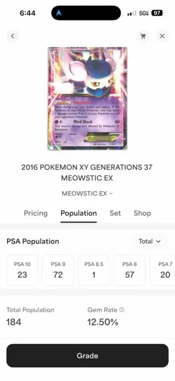Pokemon TCG Meowstic EX Generations 37/83 Rare XY Holo 2016 PSA 10 Low Pop 23 - Image 3