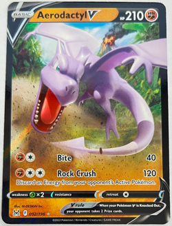 Pokemon TCG 092/196 Ultra Rare Aerodactyl V SWSH11: Lost Origin NM/M - Image 1