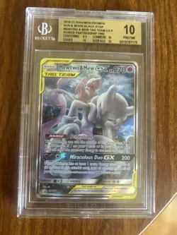 beckett 10!! Pokemon Mewtwo & Mew GX TAG TEAM Promo Holo SM191 Sun & Moon - Image 1