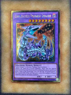 Yugioh Chimeratech Fortress Dragon PGL3-EN057 Gold Rare 1st Ed LP - Image 1