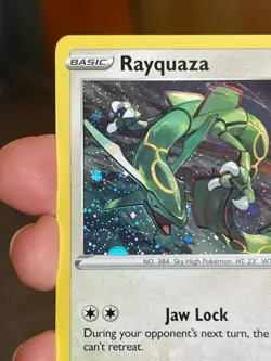 POKEMON RAYQUAZA SWSH029 BLACK PROMO STAR COSMOS HOLOFOIL WITH SWIRL NM CARD - Image 3