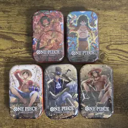 One Piece TCG Art Set Tin Pack Set Vol 1 & Vol 2 Complete Lot of 5 Sealed Tins - Image 1