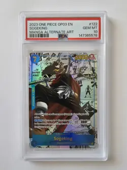 2023 ONE PIECE OP03-PILLARS OF STRENGTH MANGA ALTERNATE ART #122 SOGEKING PSA 10 - Image 1