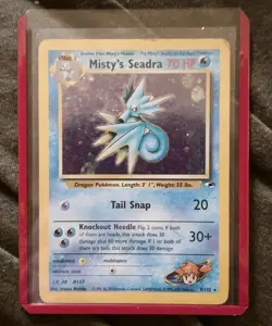 Pokemon Misty's Seadra 009/132 Gym Heroes Holo Card w/ Some Bend & Edge Wear - Image 1