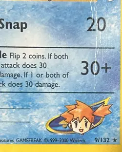 Pokemon Misty's Seadra 009/132 Gym Heroes Holo Card w/ Some Bend & Edge Wear - Image 5