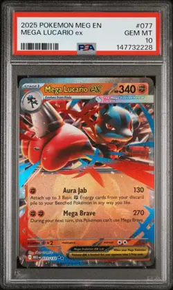 Mega Lucario ex 077 Pokemon Mega Evolution Double Rare PSA 10 GEM MINT Card - Image 1