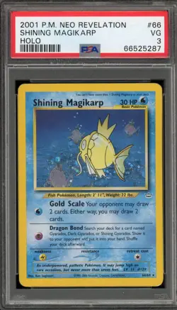 Pokemon Shining Magikarp Neo Revelation Unlimited Holo Secret Rare #66 PSA 3 - Image 1