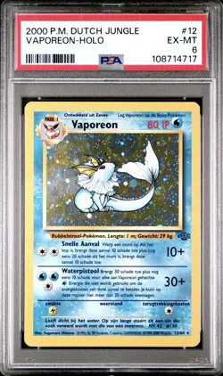 2000 Pokemon DUTCH Unlimited Jungle Vaporeon Holo 12/64 PSA 6 EX-MT - Image 1