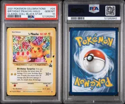 Pokemon Card TCG, PSA 10, Birthday Pikachu, Gem Mint, 2021 Celebrations Promo - Image 1