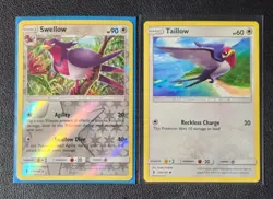 Swellow 104/145 reverse holo & Taillow 103/145 Pokemon card Guardians Rising NM - Image 1