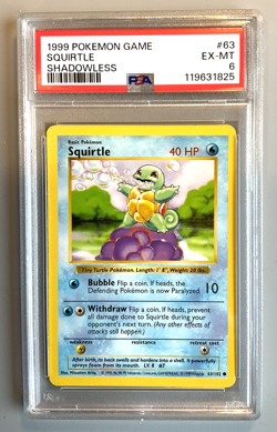 Pokemon Card 1999 Base Set Shadowless SQUIRTLE 63/102 PSA 6 - Image 1