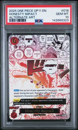 2025 ONE PIECE OP11-A FIST OF DIVINE SPEED ALTERNATE ART HONESTY IMPACT PSA 10 - Image 1